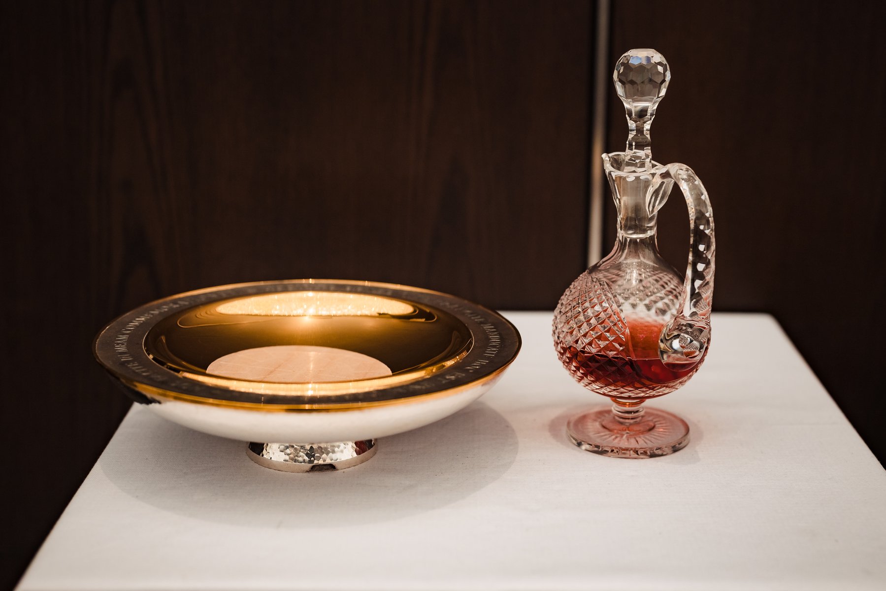 Eucharistic vessels prepared for the Nuptial Mass at Christ Cathedral