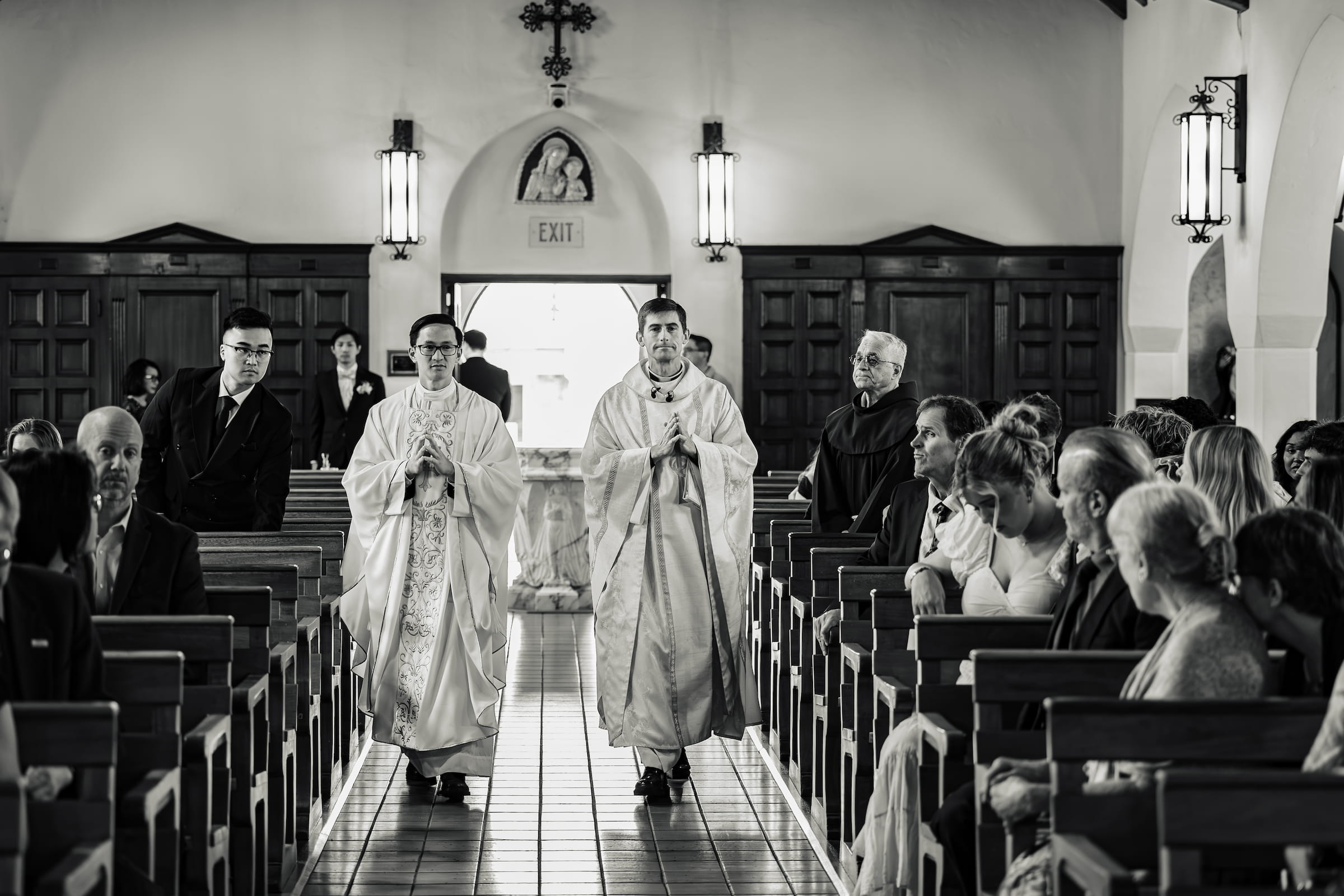 The processional into the nuptial Mass at St Mary's Star of the Sea