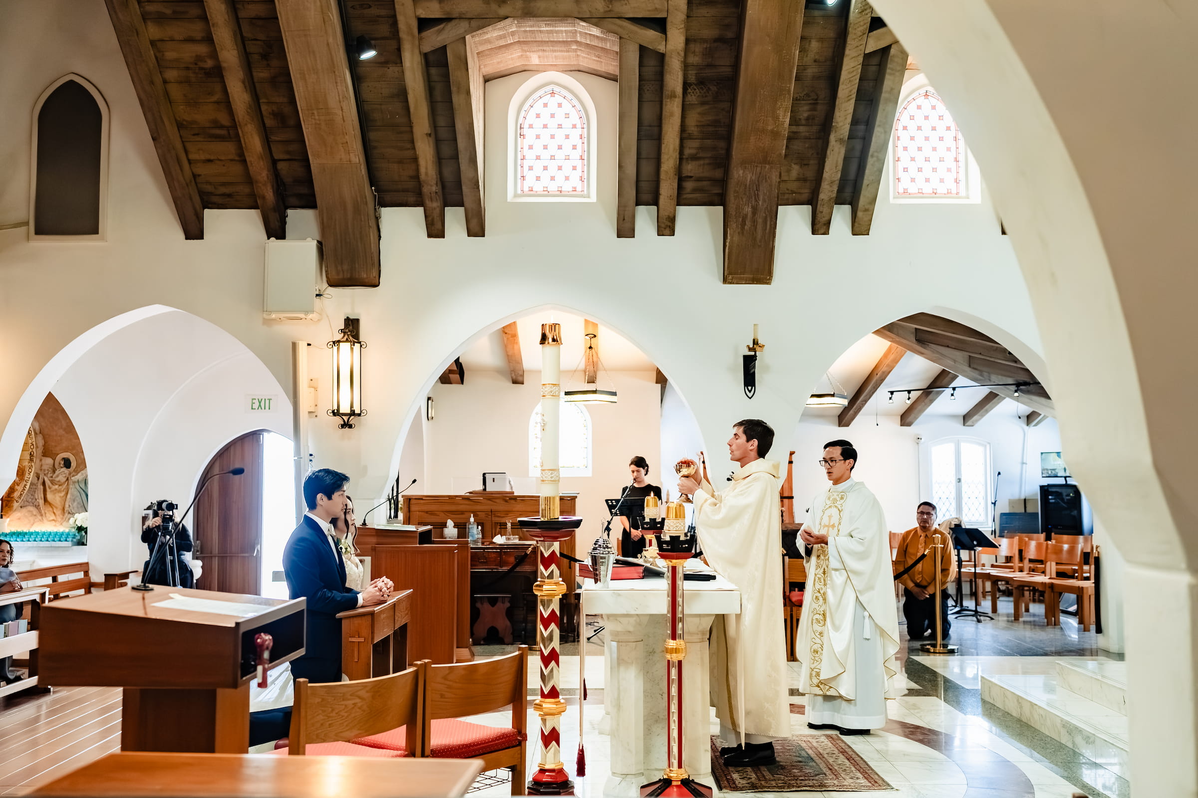 The Liturgy of the Eucharist during the Catholic wedding in La Jolla