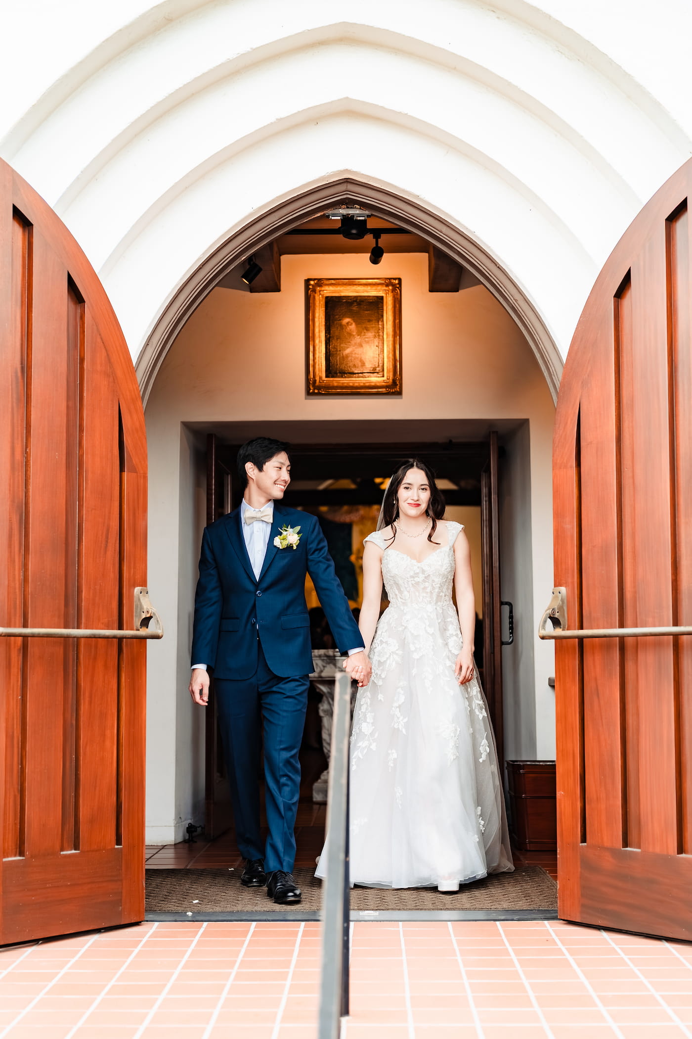 The recessional after the Catholic wedding Mass in La Jolla