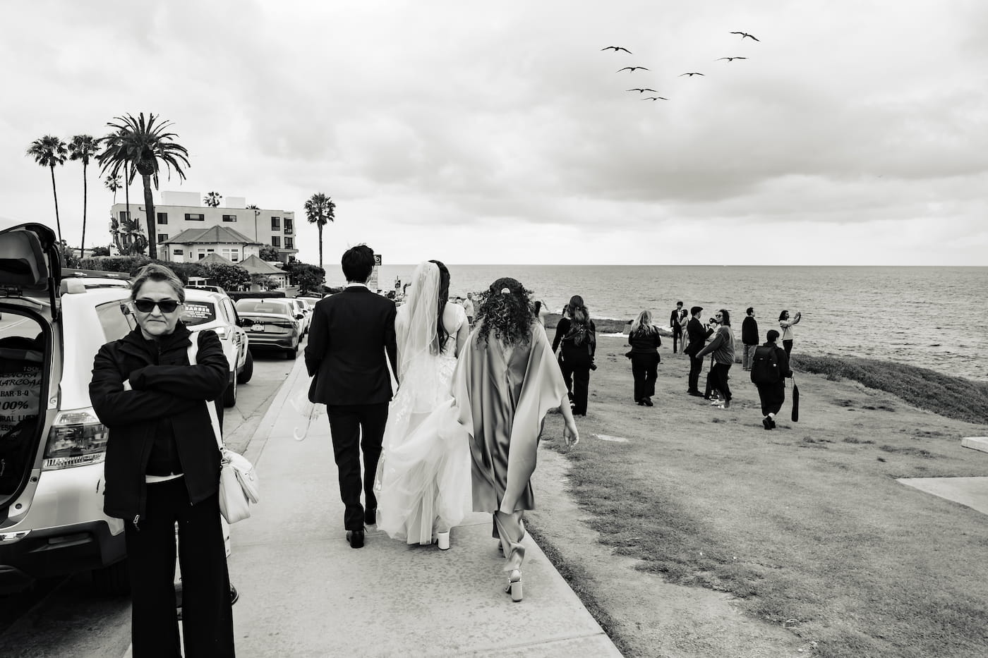 Catholic wedding portrait overlooking the Pacific