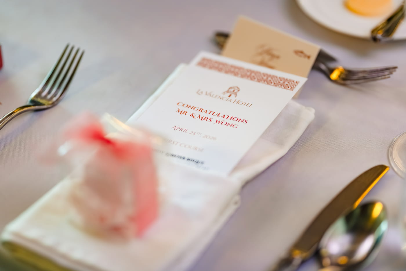Wedding reception detail in La Jolla