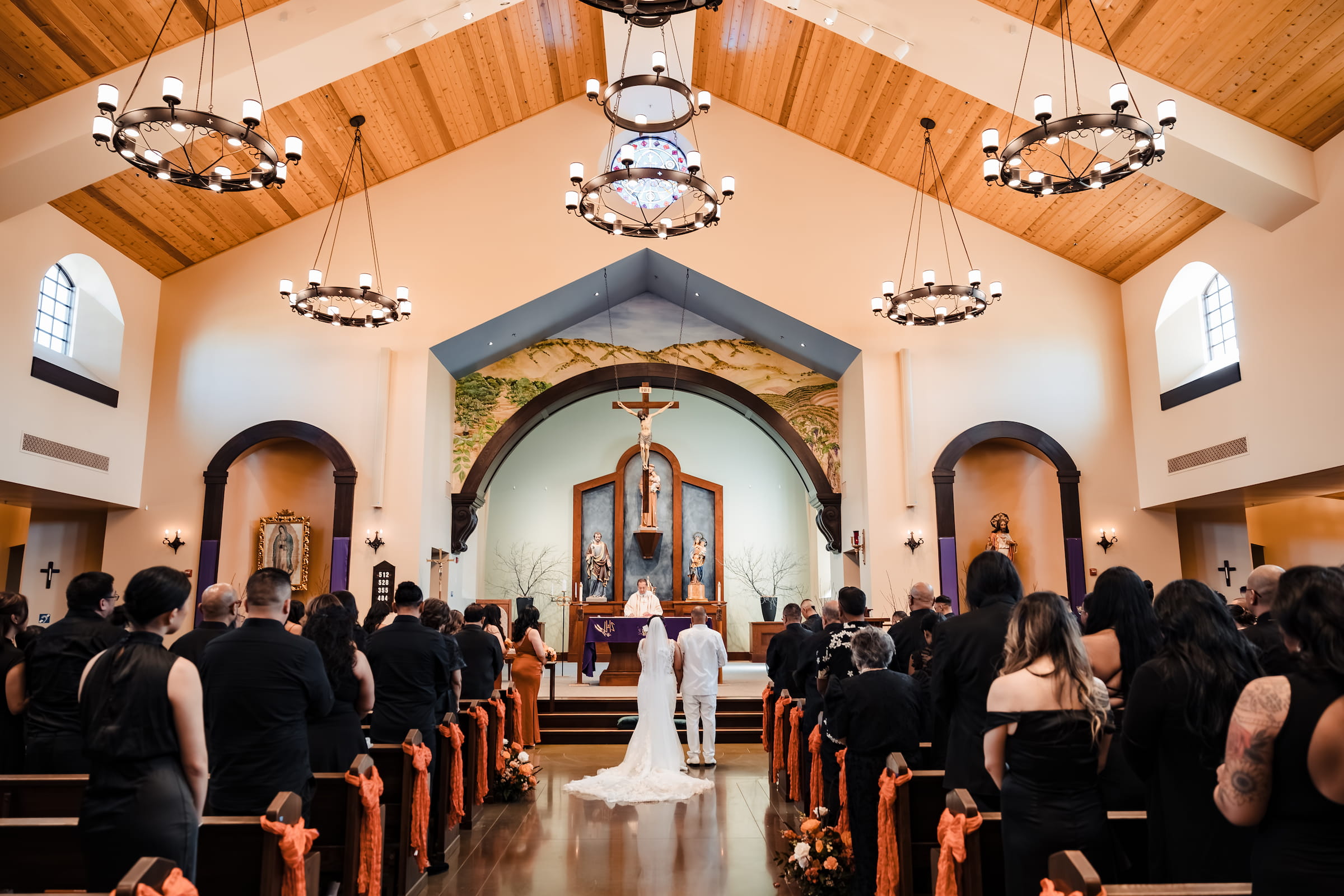 A reverent moment from a Catholic nuptial Mass