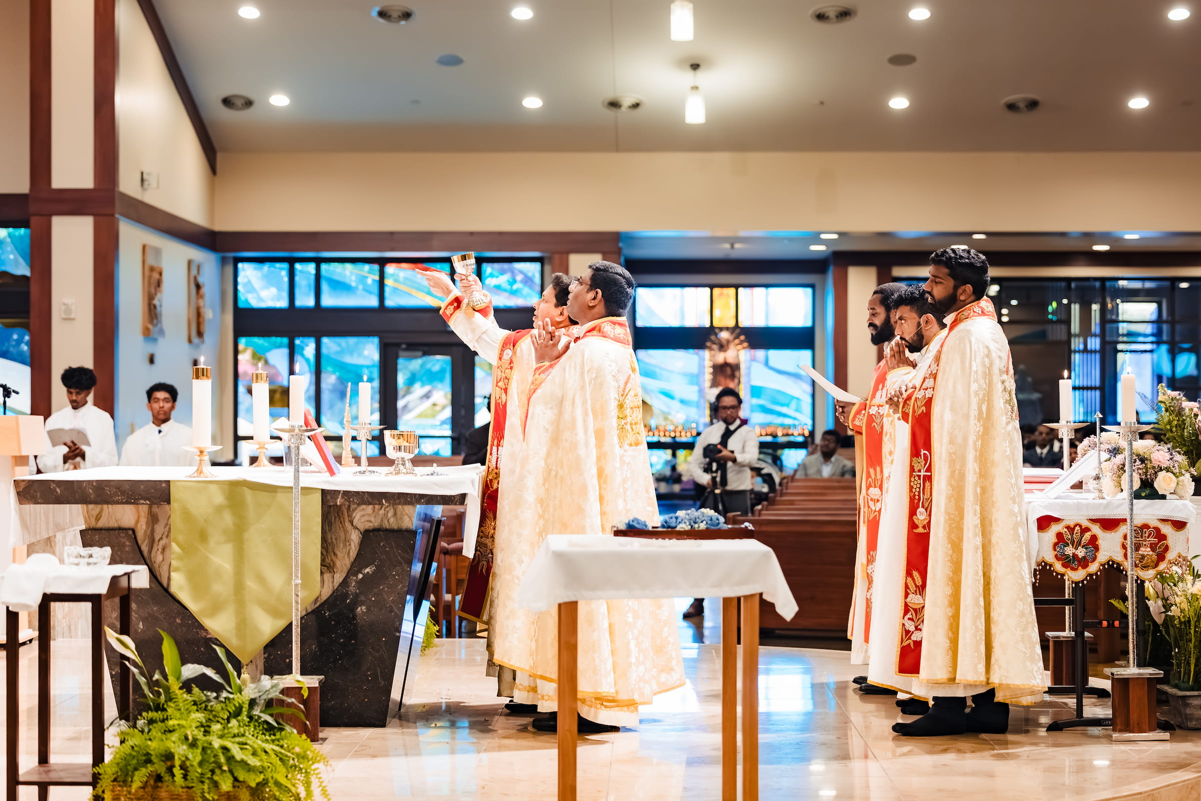 Priest at the altar during the consecration
