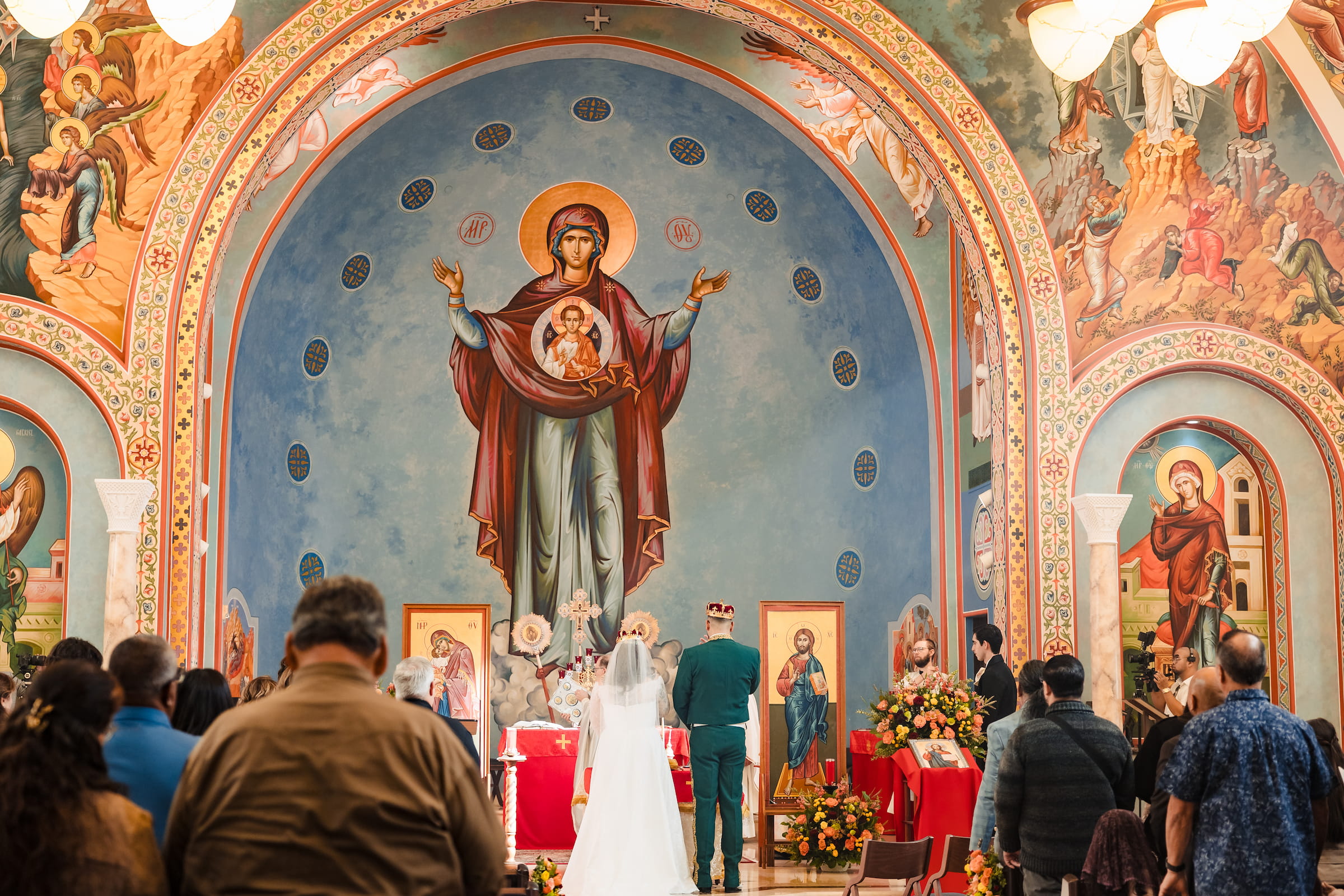 Byzantine Catholic wedding crowning, in communion with Rome