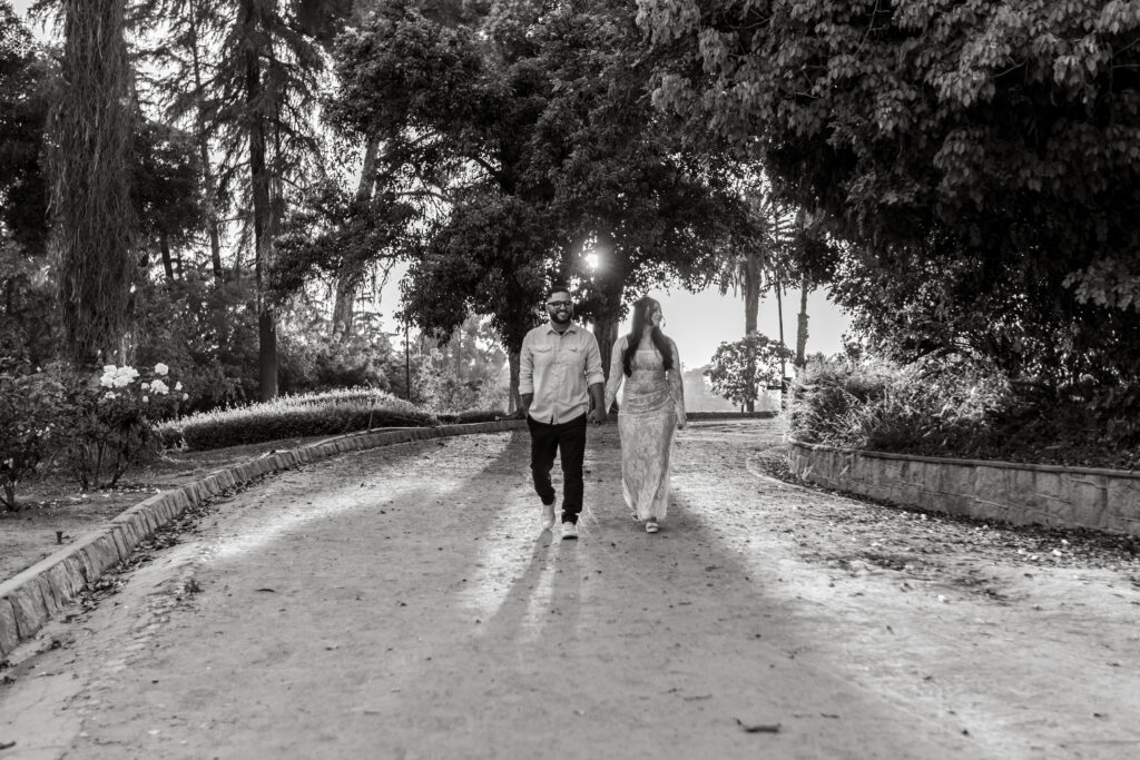Black & White photo of Engaged couple at Engagement session