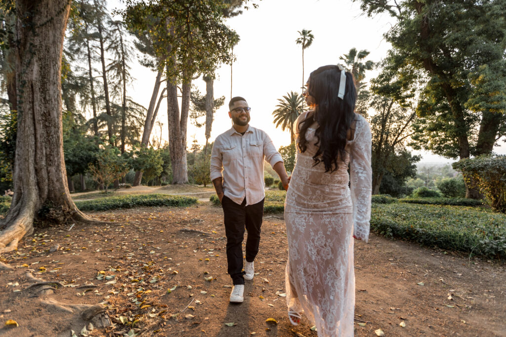 Couple at Engagement Session at Prospect Park Redlands Ca