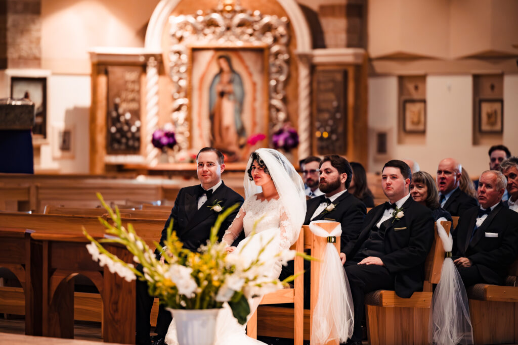 Catholic wedding ceremony with bridal party at Saint Martha’s Catholic Church, Murrieta CA