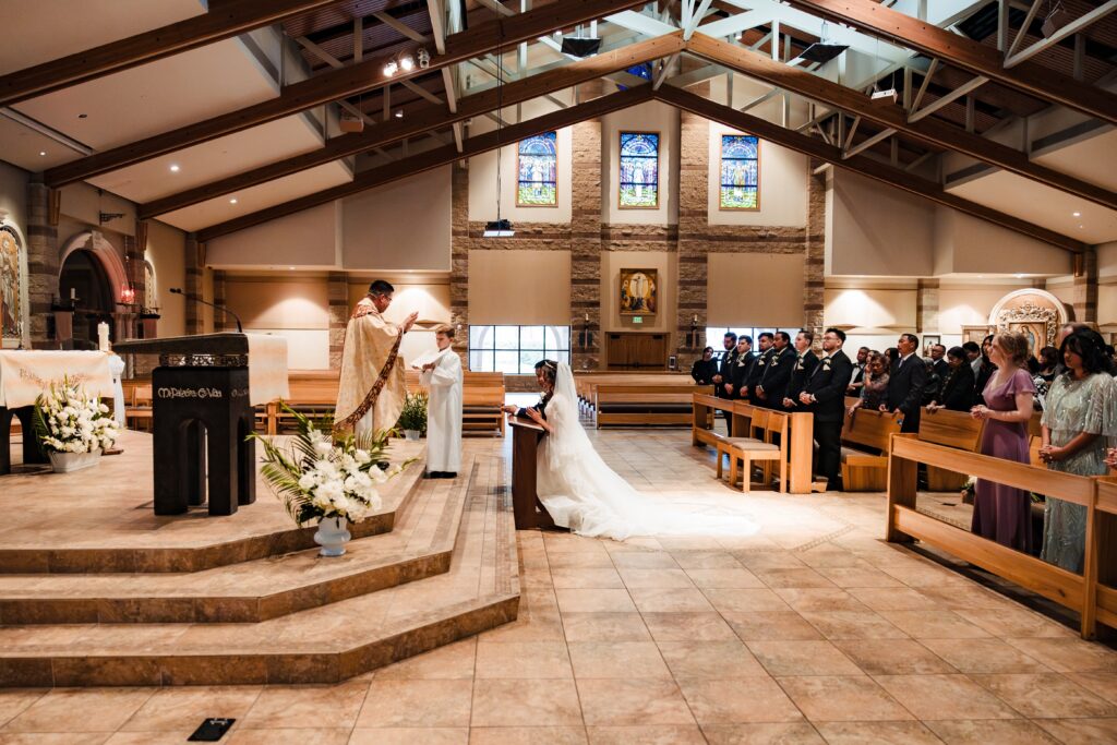 Wedding mass at the Alter at St Martha's Catholic Parish in Murrieta Ca