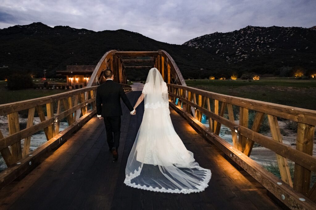 Husband and wife wedding portrait  at Journey's end at Pechanga Casino Resort