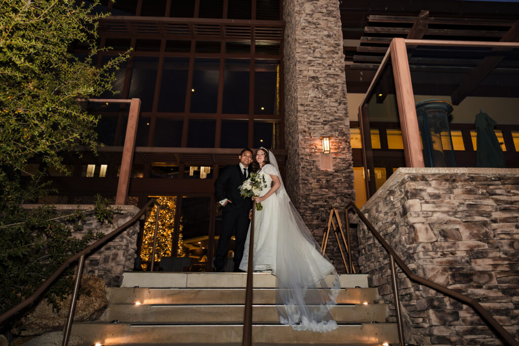 Husband and wife wedding portrait  at Journey's end at Pechanga Casino Resort